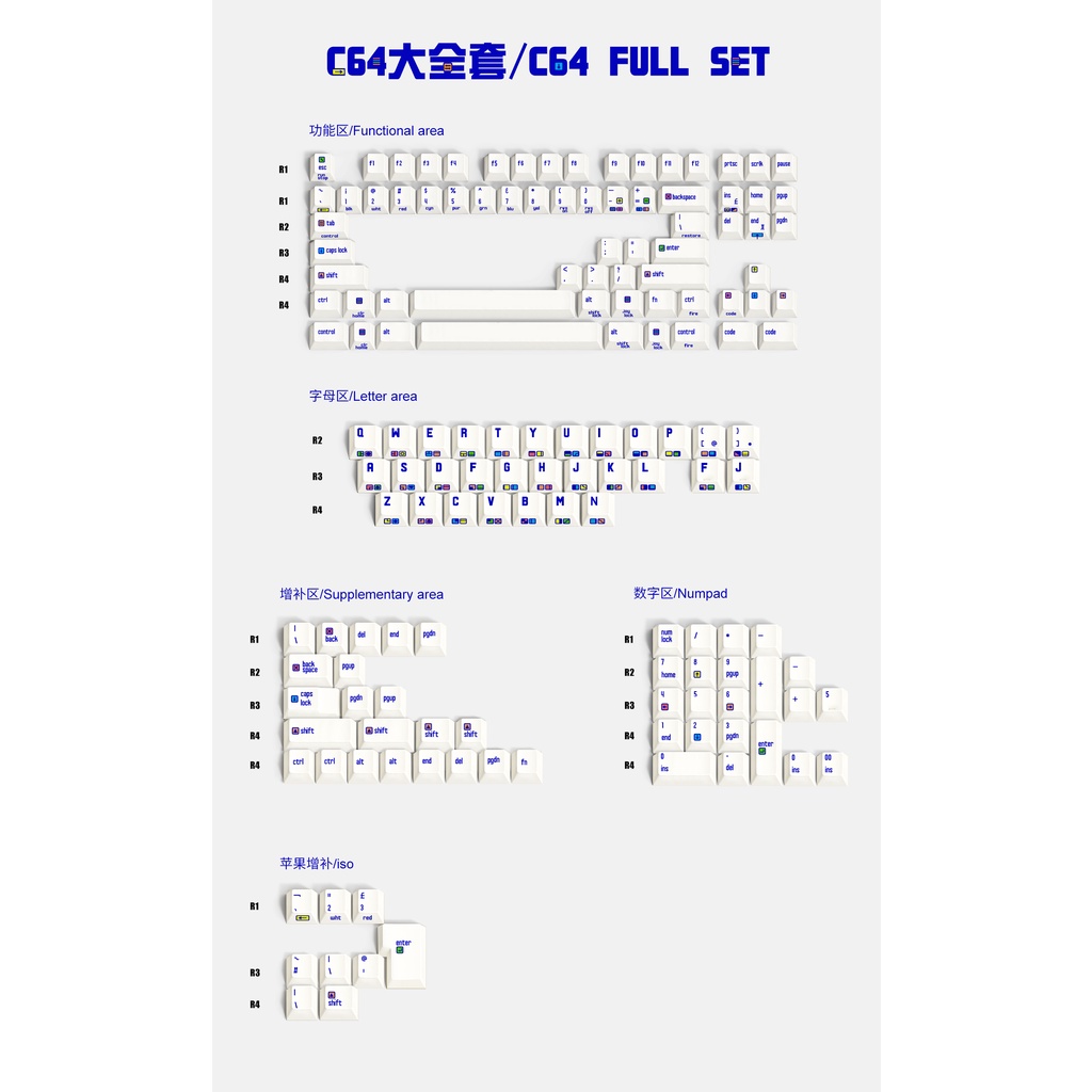 แป้นพิมพ์คอมพิวเตอร์ Commodore 64 C64 Custom Theme Keycaps Pbt Dye Sub