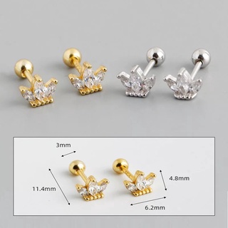 earring.minimal จิวหูมงกุฎเพชร เพชรมินิมอล จิวหูเพชร ก้าน 1.2 ใส่รูปกติได้ งานสแตนเลสแท้ ใส่อาบน้ำได้ไม่เป็นสนิม