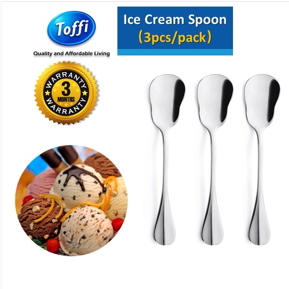 TOFFI F65 Series Sudu Aiskrim Keluli Tahan Karat สแตนเลสไอศกรีมช้อนอาหารเย็นตัด (3 ชิ้น/แพ็ค)