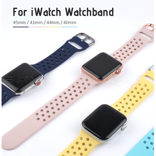 สายนาฬิกาข้อมือซิลิโคน แบบเปลี่ยน สําหรับ iWatch 45 มม. 41 มม. 44 มม. 40 มม. iWatch Series 7 6 5 4 3 2 SE