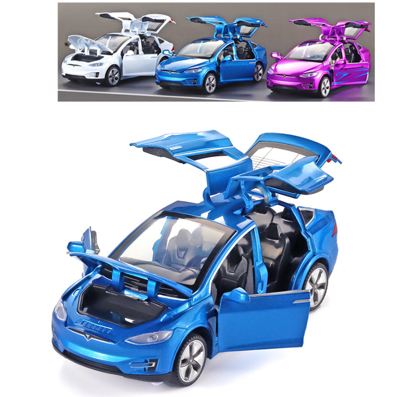 High Simulation 1:32 Tesla Model X90 Metal Model Car Toy Acoustooptic ...