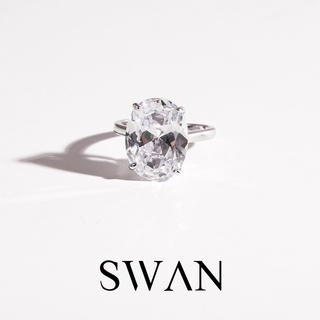 SWAN - Oversize Oval Ring แหวนเงินแท้ ฝังเพชรคิวบิกเซอร์โคเนีย cubic zirconia