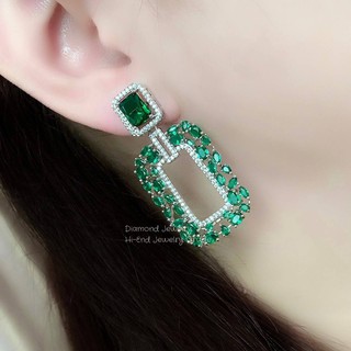 Diamond Earring ต่างหูเพชร ต่างหูออกงาน  ตกแต่งด้วยเพชร CZ แท้ งานสวยน่ารัก ดีไซส์เก๋มากๆค่ะ