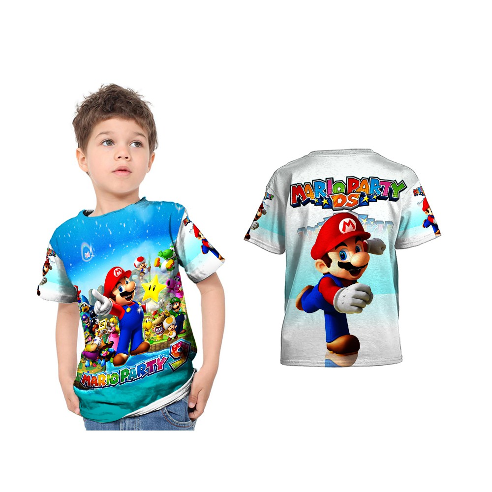 เสื้อยืด Unisex Children& 39;s Super Mario Party Ds 3D FullPrint ดีไซน์ใหม่