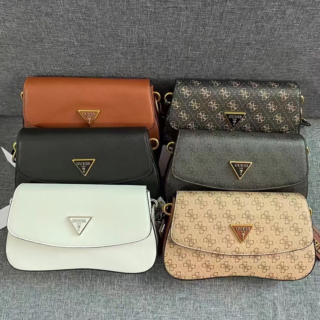 Guess กระเป๋าสะพายไหล่แฟชั่น ลายตัวอักษร เรียบง่าย สําหรับสตรี VG813019