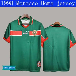 เสื้อกีฬาแขนสั้น ลายทีมชาติฟุตบอล Morocco 1998 ชุดเหย้า สไตล์ย้อนยุค