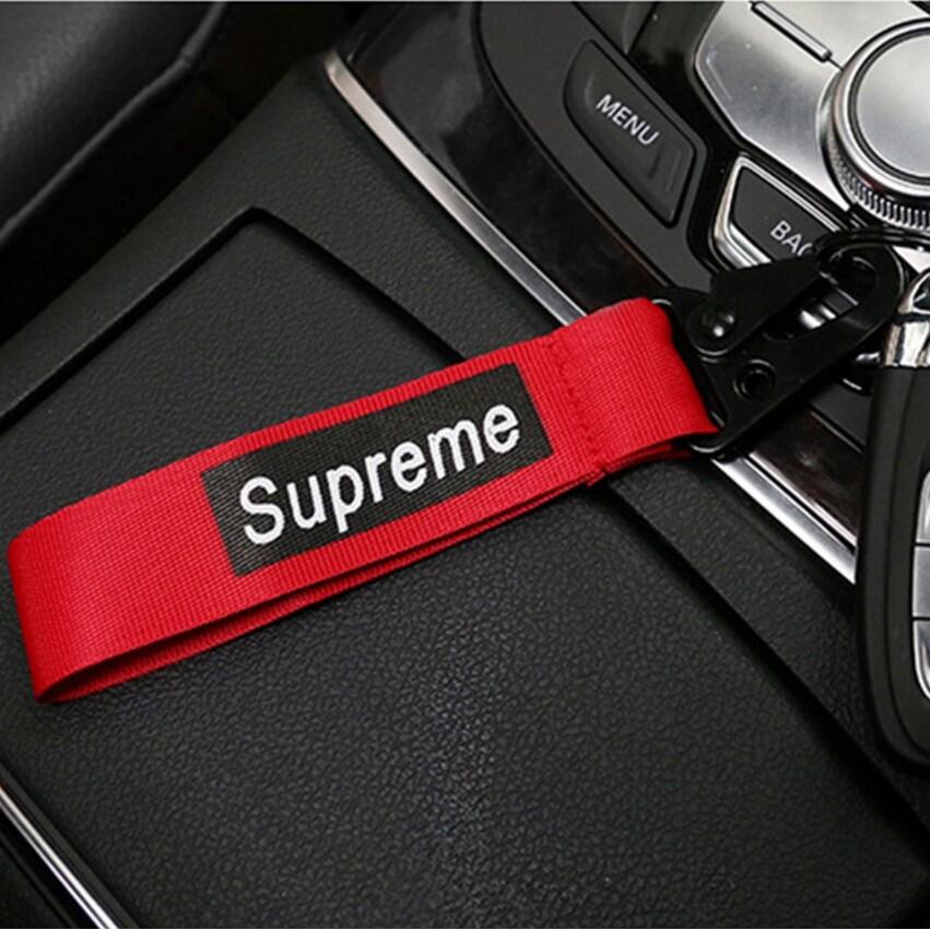 พวงกุญแจรถยนต์ ผ้าแคนวาส จี้รูป Supreme แบบสร้างสรรค์