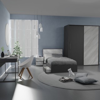 Inhome Furniture ชุดห้องนอน เตียง 3.5 ฟุต รุ่น Graphite Berlin Bedroom Set BR-GraphiteBerlin-bedset-3ft ห้องนอน เตียงนอน