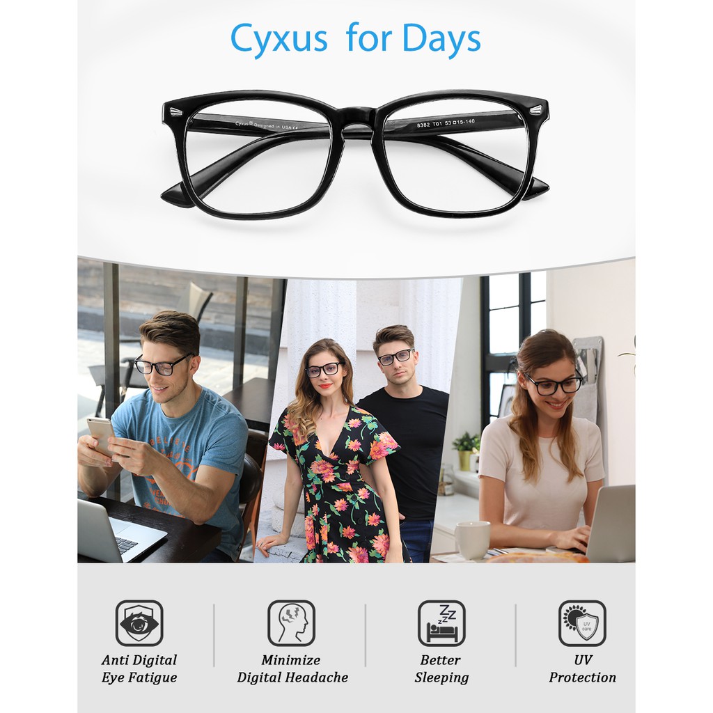 Picture of Cyxus Photochromic Sunglasses Blue Light Blocking Glasses for Men Women Reduce Eye Fatigue ...
