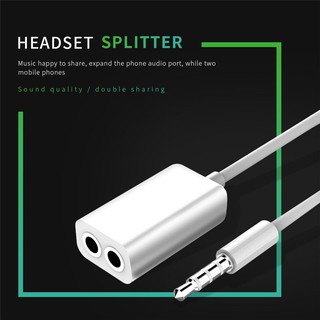 (White)1 Male to 2 Female Stereo Audio Y Splitter Adapter