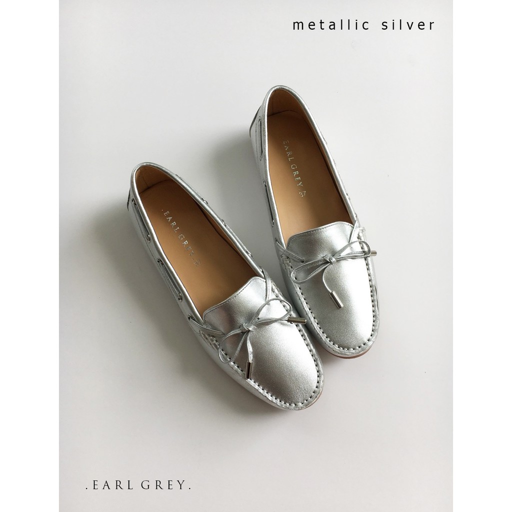 EARL GREY รองเท้าหนังแท้ Tetley series in Silver