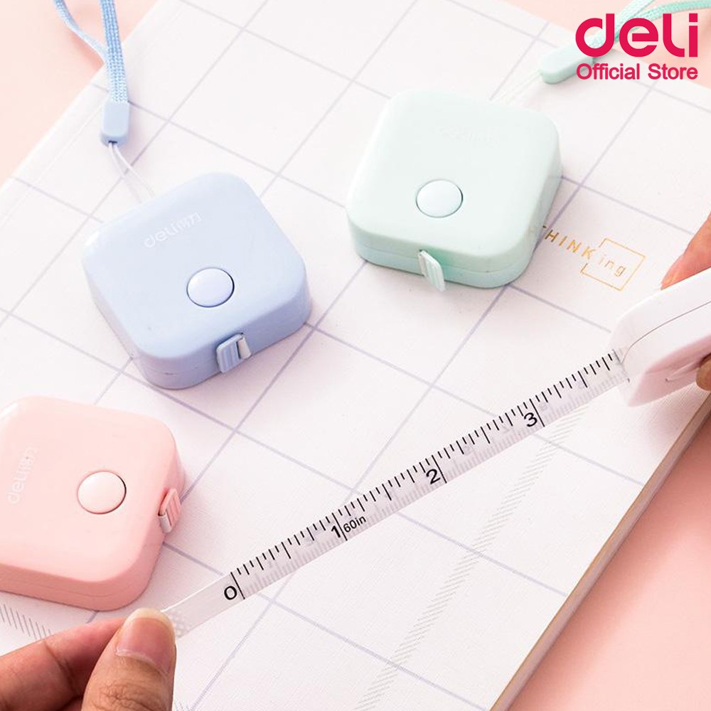 Deli 79650 สายวัด สายวัดตัว สายวัดตัวแบบตลับ 15mX7mm สายวัดแบบตลับ **คละสี** 1 ชิ้น #8