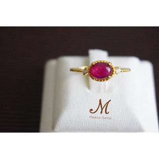 Meena Gems แหวนพลอยทับทิมแท้ขนาด 1 กะรัต ตัวเรือนเงินแท้ จัดส่งฟรีพร้อมกล่อง