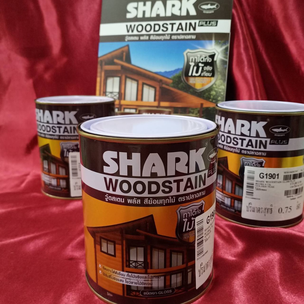 สีย้อมไม้ Shark Woodstain TOA วู้ดเตน พลัส สีย้อมไม้ ตราปลาฉลาม ทาได้ทั้งไม้จริง ไม้เทียม ชนิดเงา