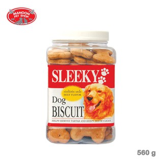 [MANOON] SLEEKY Dog Biscuit Beef Flavor สลิคกี้ ขนมบิสกิตสำหรับสุนัข รสเนื้อ 560 กรัม