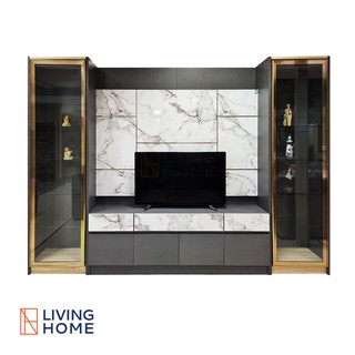 ตู้โชว์+วางทีวี ขนาดใหญ่ 300 ซม. CABINET GOLD  | Livinghome