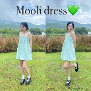 💚Mooli dress💚 เดรสสั้นเกาหลี เดรสเกาหลีผูกไหล่ เดรสมินิมอล