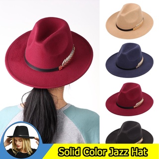 Crosail หมวก fedora หมวกปีกกว้างที่สะดวกสบายและระบายอากาศได้หมวกแจ๊สสีทึบหมวกผ้าขนสัตว์รู้สึกนุ่ม Sun Hat