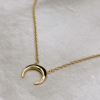 Tiny Crescent Moon Chain, 18K Gold Plated, Sterling Silver Necklace | สร้อยคอ สร้อยคอจี้ เงินแท้ ทองแท้ ชุบทอง 18 กะรัต