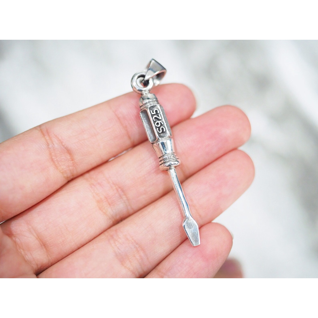 จี้ไขควง จี้เครื่องมือช่าง 3D Screwdriver Tool จี้สร้อยคอเงินแท้ 925 จี้ผู้ชาย / GDS66