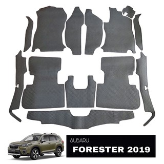 ยางปูพื้นรถยนต์ลายกระดุมเล็ก สำหรับ FORESTER 2019 สีเทา เข้ารูป เต็มคัน [PVC]