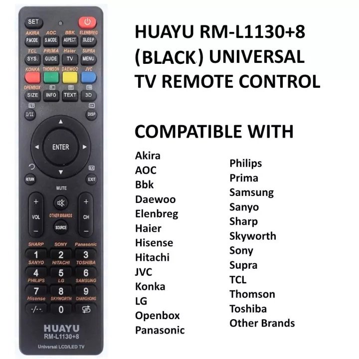 ใหม่ Universal Huayu Rm-L1130 +X รีโมทคอนโทรลทีวี Universal AOC AKIRA BBK ELENBREG PRIMA เปิดกล่อง THOMSON JVC SUPRA สมาร์ททีวี Controller