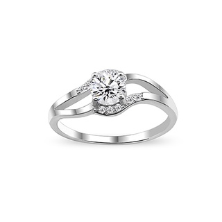 Silver thai  Silver Prong Setting Two Layer CZ Ring แหวนเงินแท้ 925 ฝังเพชรสวิส(CZ) ตัวเรือนฝังเพรชczตรงกลาง