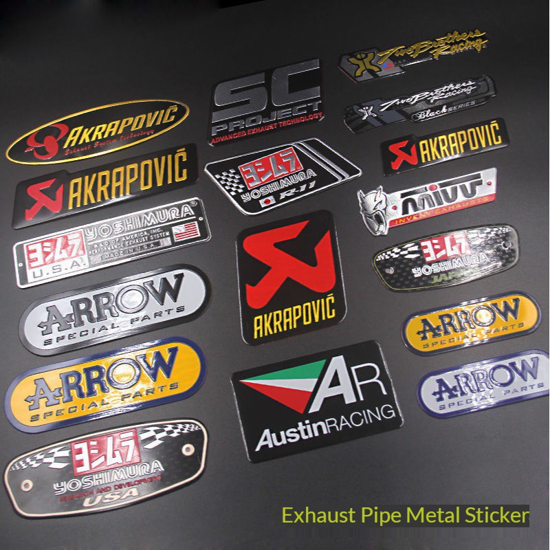 อลูมิเนียม 3D ทนความร้อนท่อไอเสียรถจักรยานยนต์ Decals สติกเกอร์ Arrow Twobrother Leovince Mivv AR Austin SC Takegawa OHLINS Termi KING DRAG Hindi nababasa มอเตอร์ Sambutso Mga รูปลอก