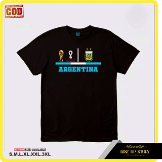 (RiseUp Story) เสื้อยืด ผ้าฝ้าย พิมพ์ลาย ARGENTINA WORLD สําหรับผู้ชาย และผู้หญิงS-5XL