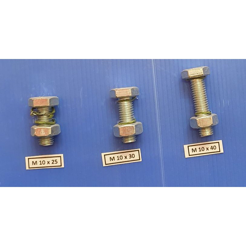 น็อตสลักเกลียวชุบสังกะสี M10 x 25 / 30 / 40 น็อตสลักเกลียวหกเหลี่ยม M10x25 M10x30 M10x40