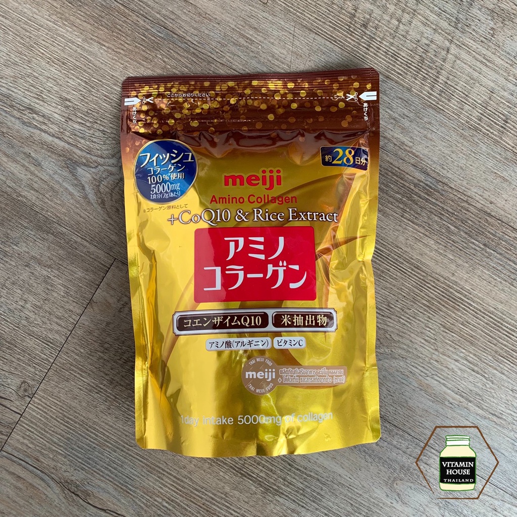 Meiji Amino Collagen+CoQ10 &amp; Rice Extract อะมิโน คอลลาเจน+โคคิวเท็น และสารสกัดจากข้าว ตราเมจิ **ฉลากภาษาไทย