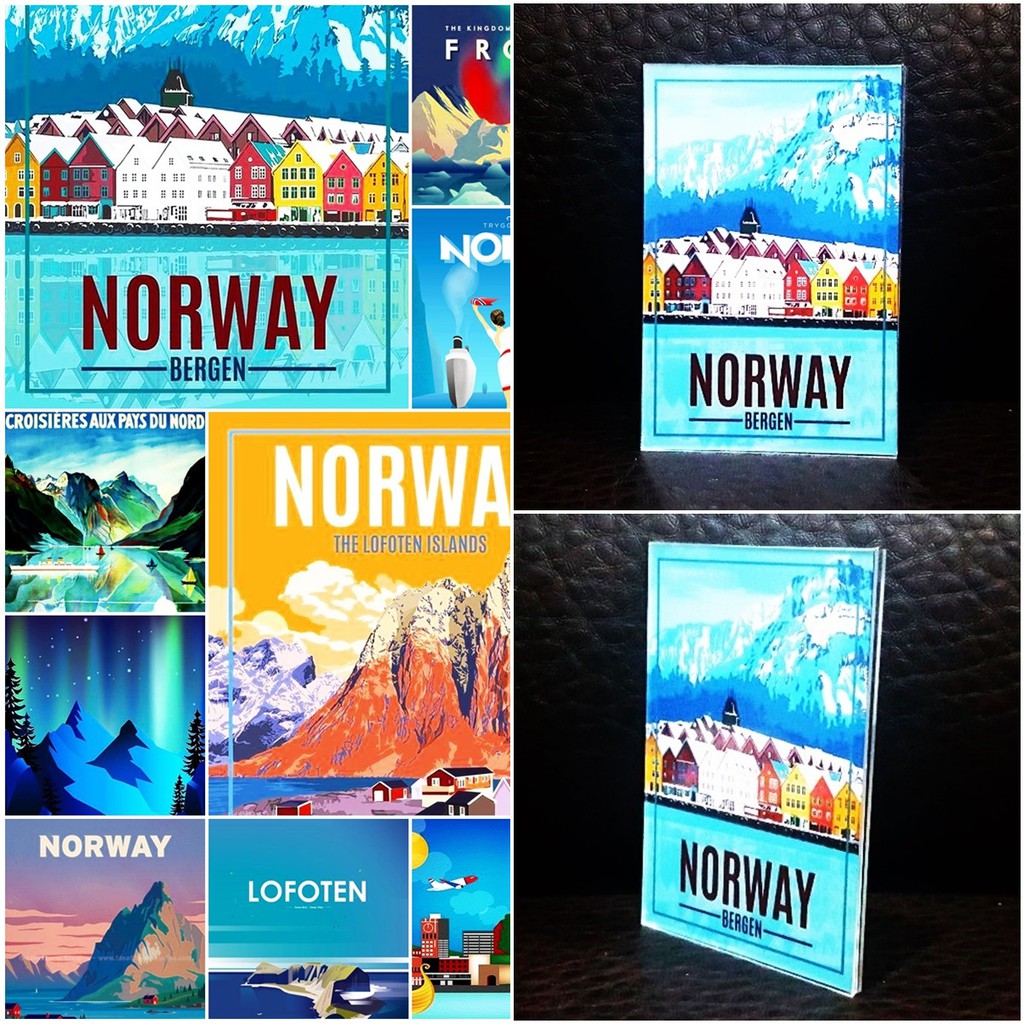 แม่เหล็กติดตู้เย็น อะครีลิค นอร์เวย์ 2x3 นิ้ว Souvenir Acrylic Fridge Magnet Norway set A 2x3"