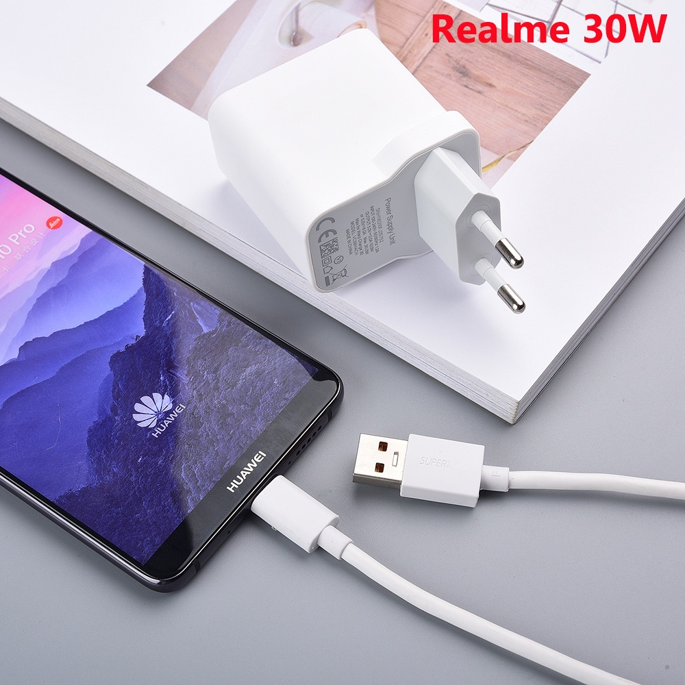 Realme 5 6 7 X2 X3 X7 X50 Q2 Pro 30W Super Fast Charger EU Power Wall Adapter 6A Usb Type C สําหรับ 