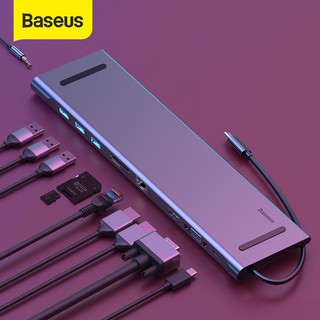 BASEUS ฮับ Usb Type C Hub To 3 . 0 Usb Hdmi Rj45 สําหรับ Macbook Pro อุปกรณ์เสริม Usb 11 พอร์ต