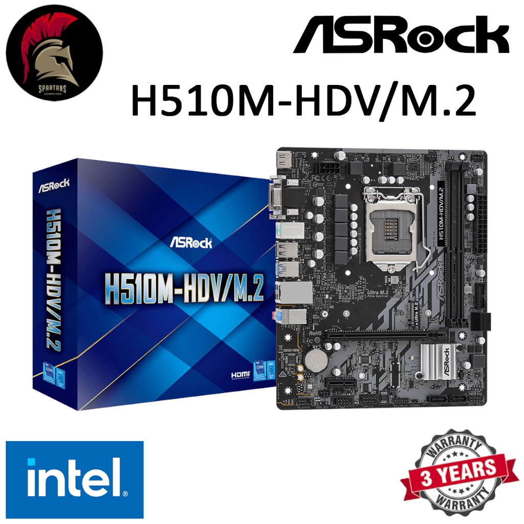 ASROCK H510M-HDV/M.2 MAINBOARD เมนบอร์ด Intel LGA 1200 รองรับ Gen10 Gen11