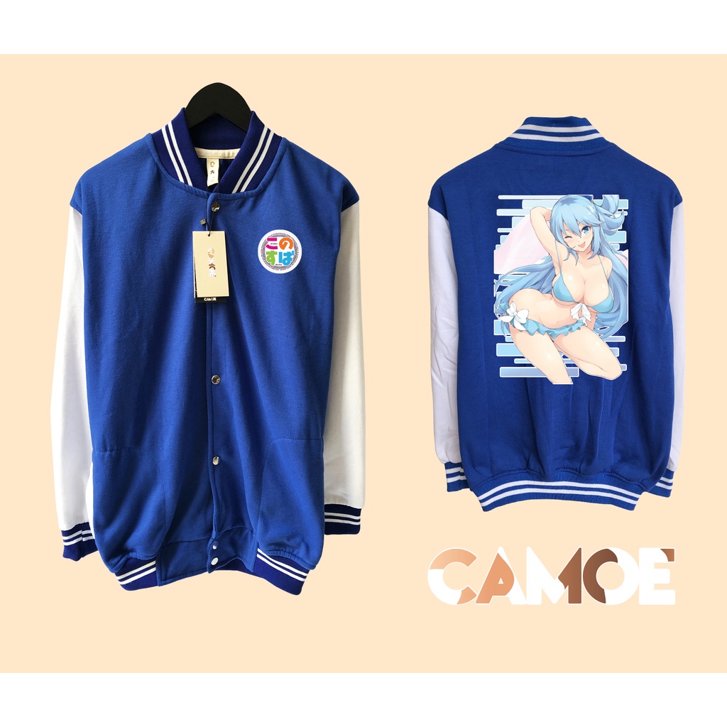 Konosuba Aqua ชุดว่ายน้ํา Lewd Summer Anime Varsity Baseball Jacket