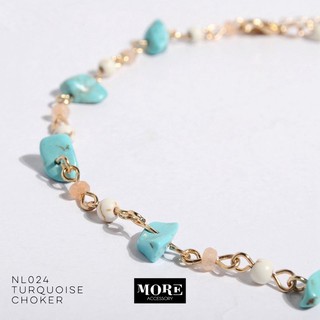 Turquoise Choker สร้อยโช๊คเกอร์สีทอง ประดับหินเทอควอยส์สีฟ้า