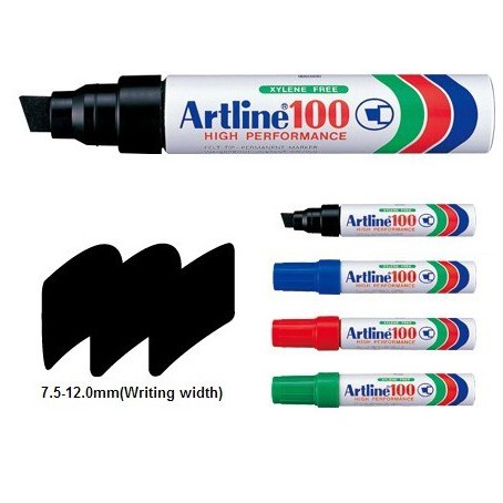 Artline 100 ปากกามาร์กเกอร์ถาวรสีน้ําเงินสีดําสีแดงสีเขียว Khat Jawi