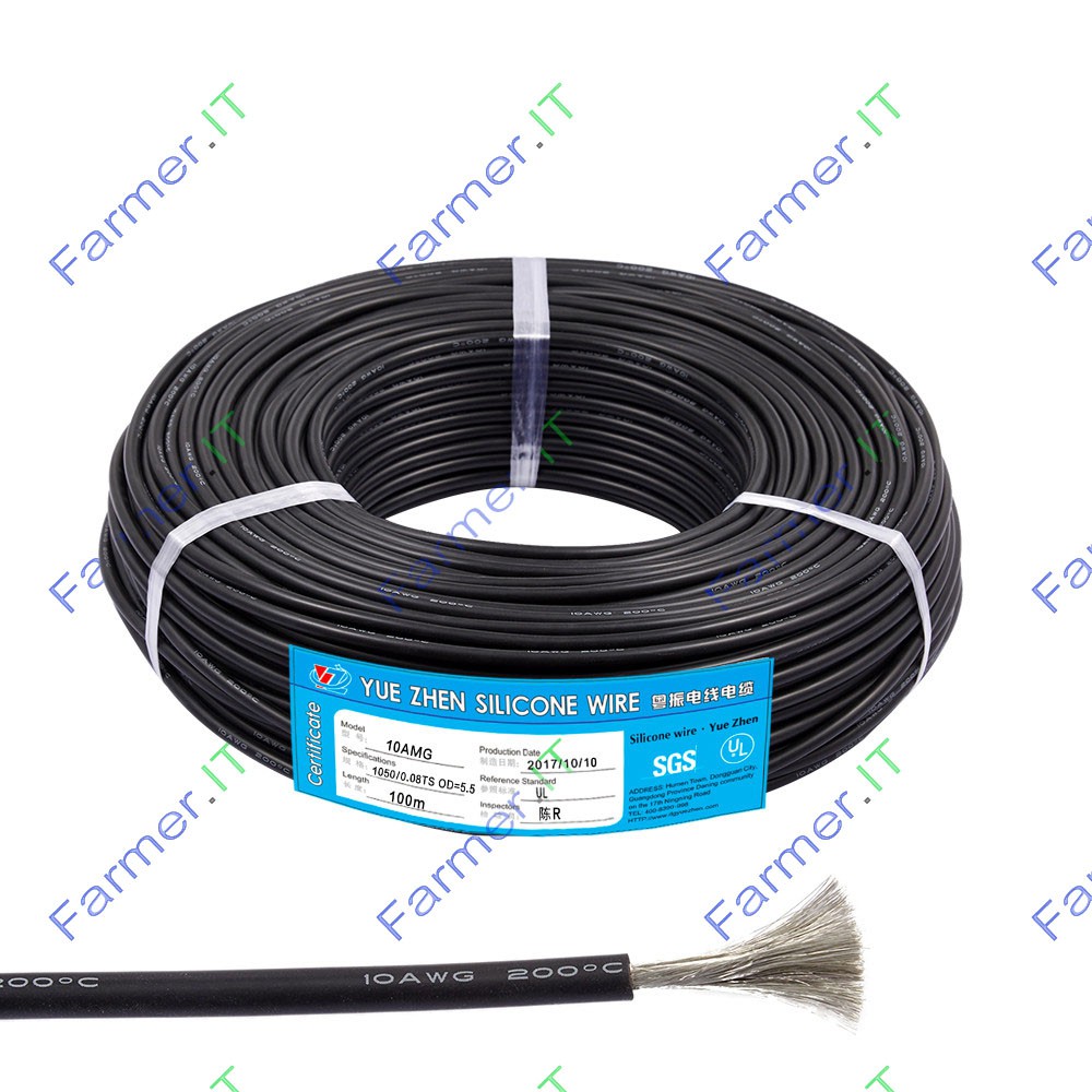 สายไฟซิลิโคนแบบอ่อนและเหนียวทนความร้อนสูง200C ขนาด9awg/ 10awg/ 12awg/ 16awg/ 18awg/ 20awg (ราคาต่อเม
