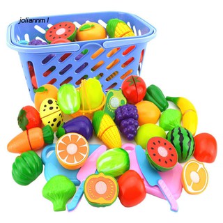 JLNM_Fruit Vegetable Food Cutting Set Reusable Role Play Pretend Kitchen Kids Toys