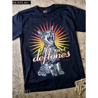 3WAo NTS 351 Deftones Bored Cat ROCK เสื้อยืด เสื้อวง เสื้อดำ สกรีนลาย ผ้าหนา ไม่หดไม่ย้วย NTS T SHIRT S M    เย็นสบาย