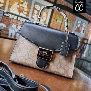 (แท้ 💯%‼) COACH C1325 PEPPER TOP HANDLE SHOULDER BAG WITH SNAKESKIN