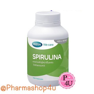 🍃บำรุงร่างกาย🍃 Mega We Care Spirulina 500mg สาหร่ายสไปรูลิน่า 100เม็ด