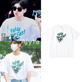 เสื้อยืดผ้าฝ้ายCOTTON (PO) เสื้อยืด พิมพ์ลาย Taehyun TXT FELIX THE CATS-5XL