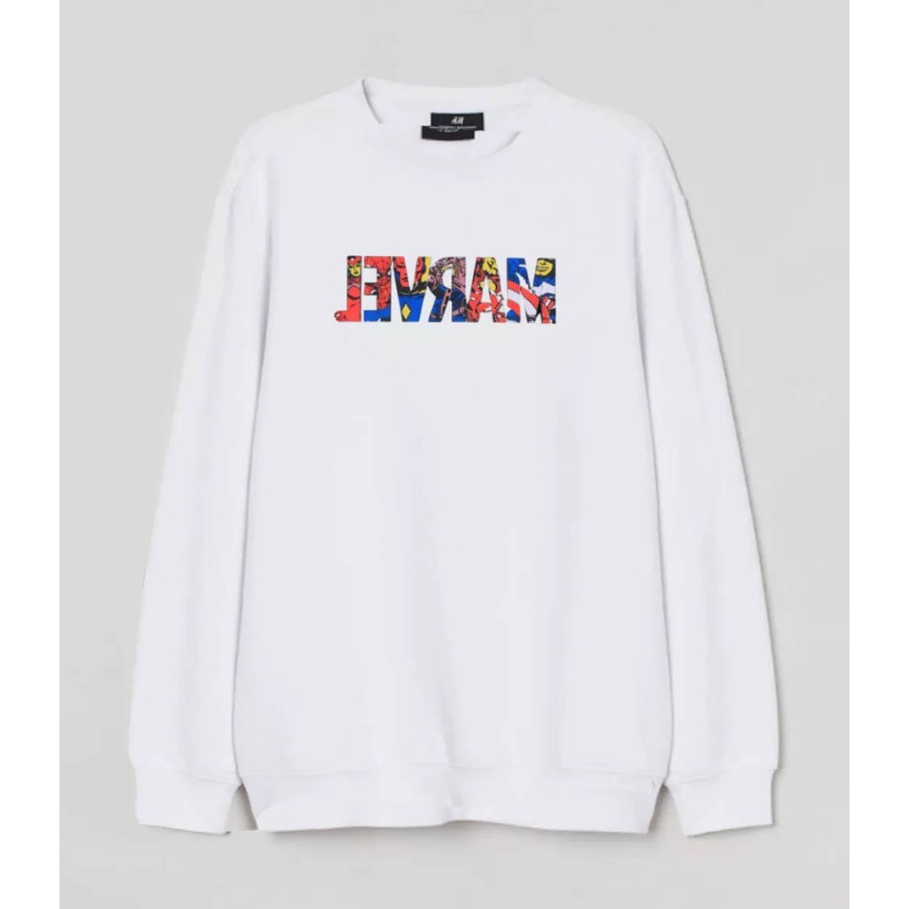 H&M NEW YORK, BILLIE EILISH, MARVEL, STITCH สีเหลืองแท็กเต็ม H&M ผู้ชาย/ผู้หญิง CREWNECK