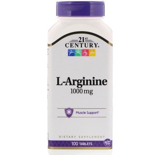 สร้างกล้ามเนื้อ 21st Century, L-Arginine, 1,000 mg, 100 Tablets