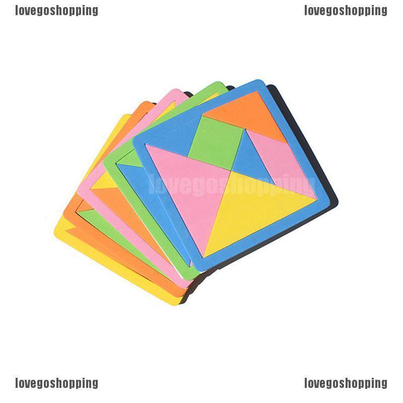 ๑•ิ.•ั๑7 Piece Rainbow Color EVA Tangram DIY Foam Brain Puzzle Kids Educational Toys