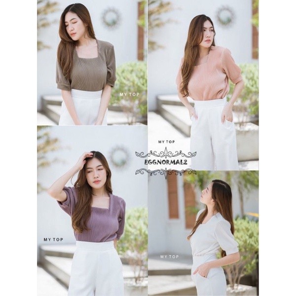 MYTOP​🌈New in ❤️Code: H78​ Pleated Blouseเสื้อพลีทคอเหลี่ยมแขนตุ๊กตา