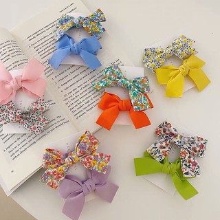 ribbon set 🧚🏻‍♀️ เซทกิ๊บโบว์ติดผม 1 ชุดได้ 2 ชิ้น ลายดอกไม้และสีพื้นน่ารักๆ