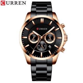 CURREN Military Watch Mens Fashion Style Quartz Stainless Steel Wristwatches with Chronograph and Auto Date Masculino